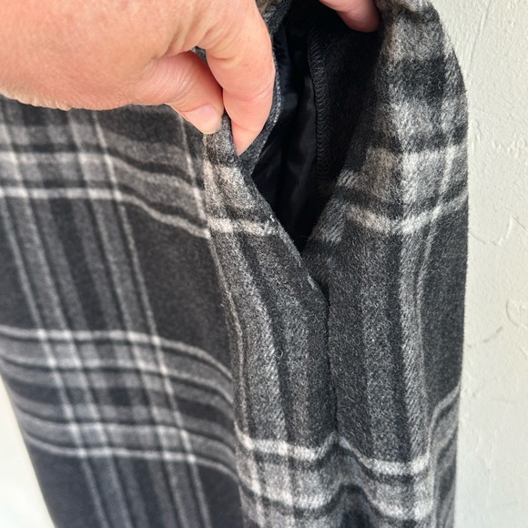 Lands' End Black & Gray Plaid Wool Classic Chic Jumper Midi Dress Sz 10 - Picture 4 of 10